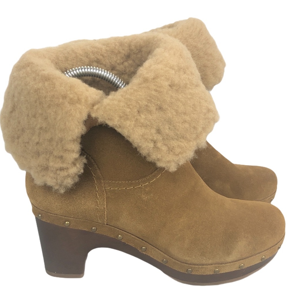 UGG Lynnea shearling suede leather heeled boots 7